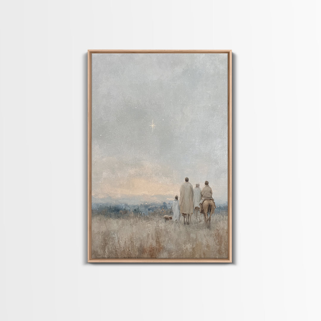 Following The Star, Framed Canvas Print, Christian Wall Art, Christmas Art, Christian Art Canvas, Framed Christmas Art, Christian Christmas