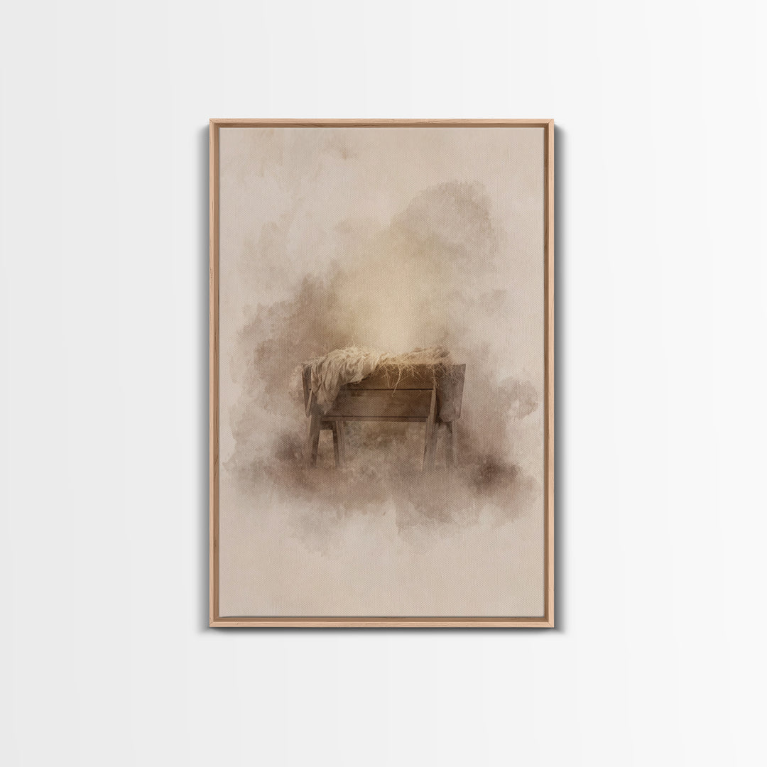 Silent Manger – Framed Canvas Print – Christian Wall Art – Christian Art Canvas – Christmas Art – Subtle Christian Art – Christian Decorati