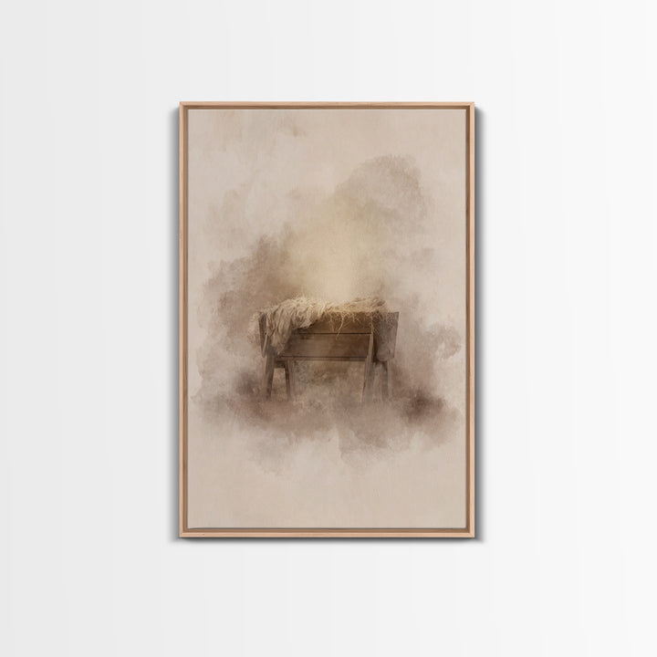 Silent Manger – Framed Canvas Print – Christian Wall Art – Christian Art Canvas – Christmas Art – Subtle Christian Art – Christian Decorati