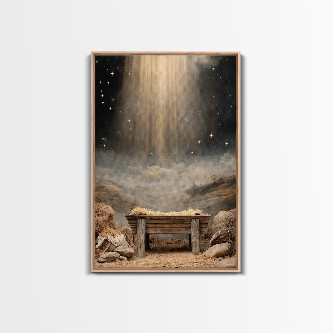 Star of Bethlehem Glow – Framed Canvas Print – Christian Art Canvas – Jesus Art – Christian Wall Art – Christmas Art – Christian Decor