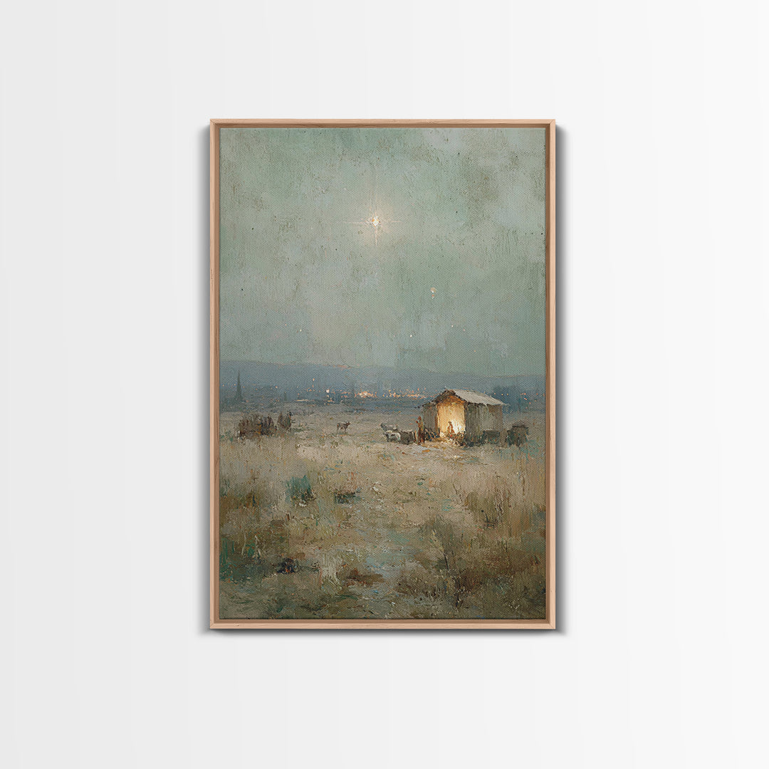 Holy Night Refuge – Framed Canvas Print – Christian Decor – Christian Art Canvas – Christian Wall Art – Jesus Art – Christmas Art
