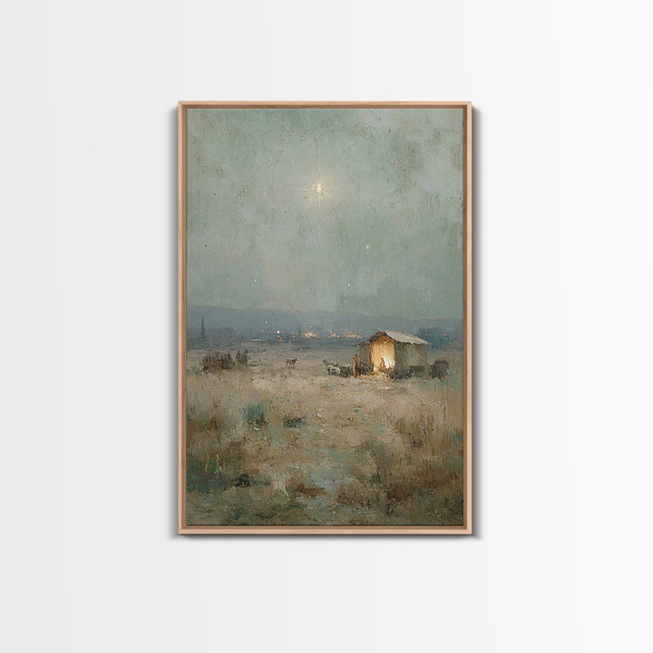 Holy Night Refuge – Framed Canvas Print – Christian Decor – Christian Art Canvas – Christian Wall Art – Jesus Art – Christmas Art