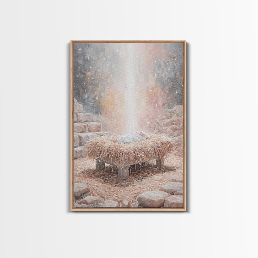 Sacred Night Hush – Framed Canvas Print – Jesus Art – Christian Decor – Christian Art Canvas – Christian Wall Art – Christmas Art