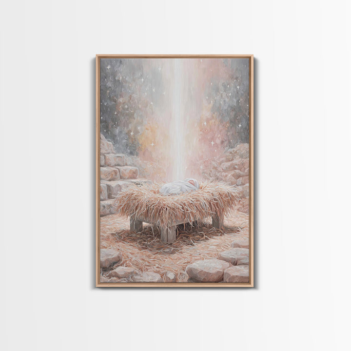Sacred Night Hush – Framed Canvas Print – Jesus Art – Christian Decor – Christian Art Canvas – Christian Wall Art – Christmas Art