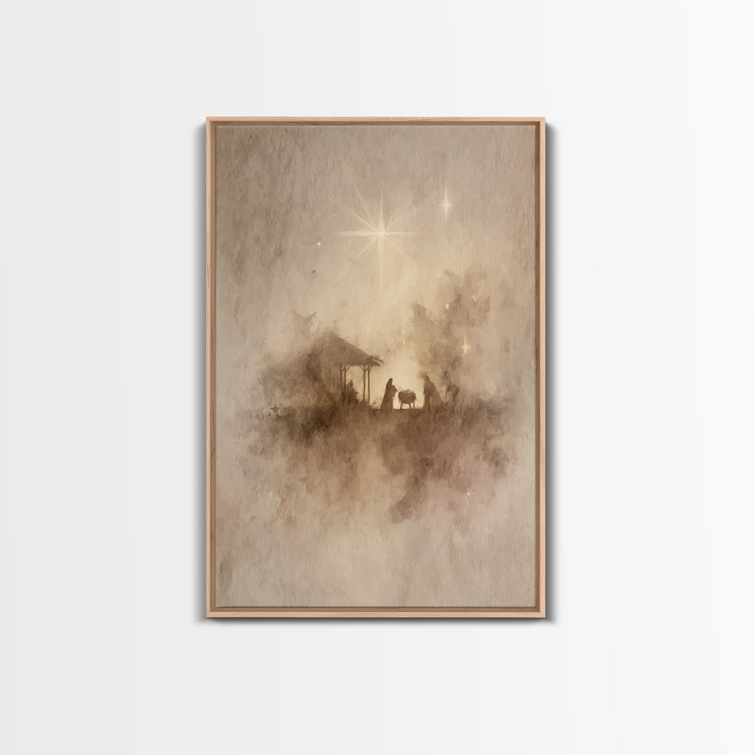 Adoration Starrise – Framed Canvas Print – Christmas Art – Christian Art Canvas – Christian Decor – Jesus Art – Christian Wall Art