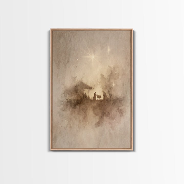 Adoration Starrise – Framed Canvas Print – Christmas Art – Christian Art Canvas – Christian Decor – Jesus Art – Christian Wall Art