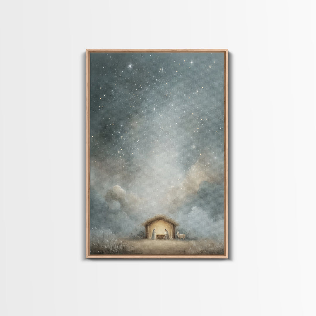 Silent Holy Sky – Framed Canvas Print – Jesus Art – Christian Wall Art – Christian Decor – Christian Art Canvas – Christmas Art