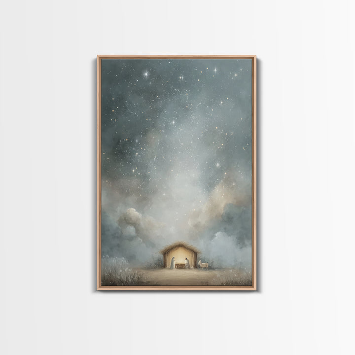 Silent Holy Sky – Framed Canvas Print – Jesus Art – Christian Wall Art – Christian Decor – Christian Art Canvas – Christmas Art