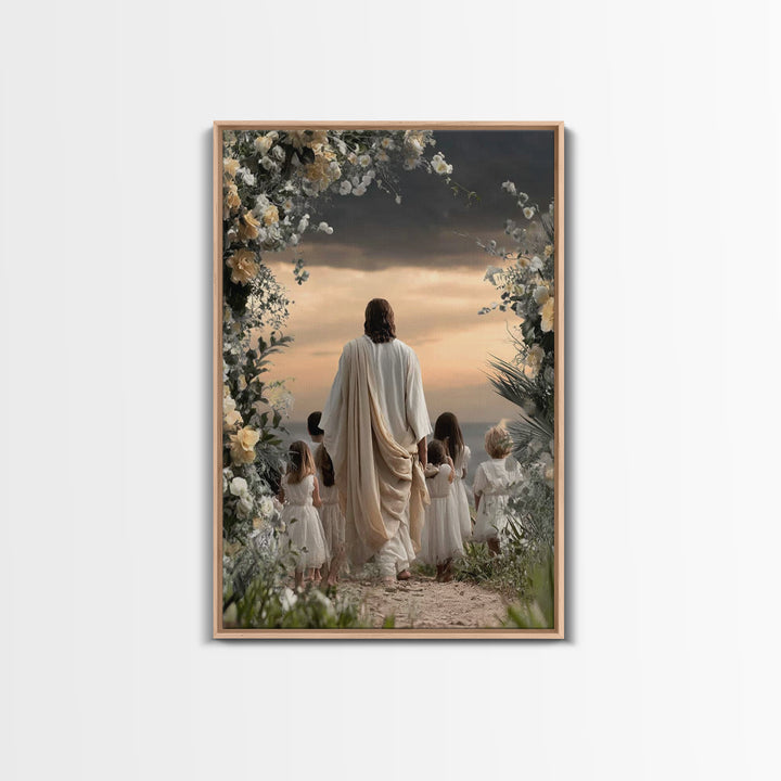 Heaven’s Gentle Walk – Framed Canvas Print – Jesus Painting – Christian Wall Art – Christian Art Canvas – Christian Decor – Christian Art
