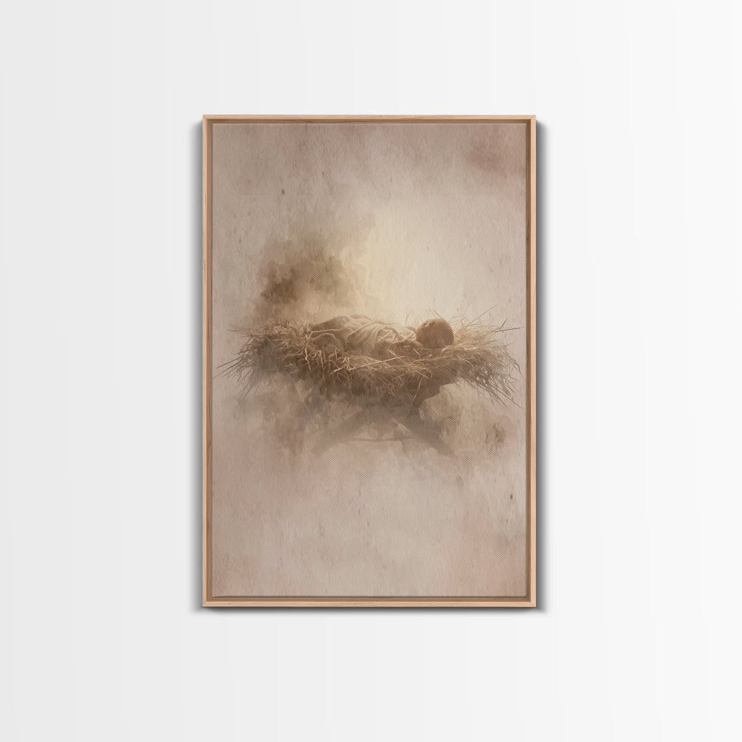 Manger Of Glory – Framed Canvas Print – Christian Christmas Art – Christian Art Canvas – Christian Wall Art – Jesus Painting – Christmas Ar