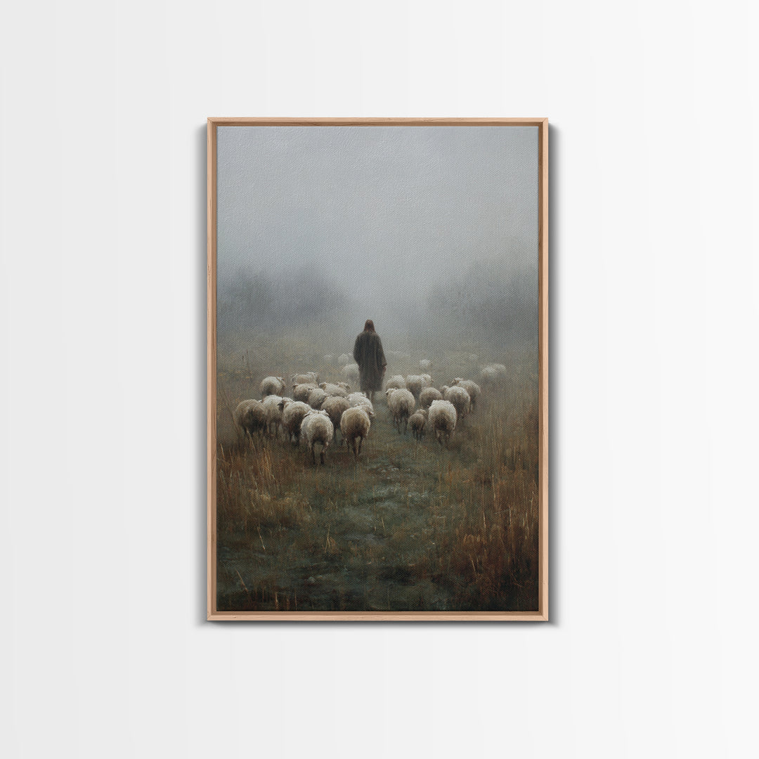 The Shepherd’s Road – Framed Canvas Print – Christian Art Canvas – Christian Wall Art – Jesus Painting – Moody Christian Art – Christian Gi