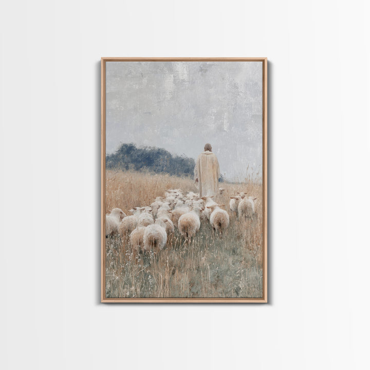 Shepherds Of Grace – Framed Canvas Print – Christian Wall Art – Modern Christian Painting – Jesus Art Print – Christian Decorations – Chris