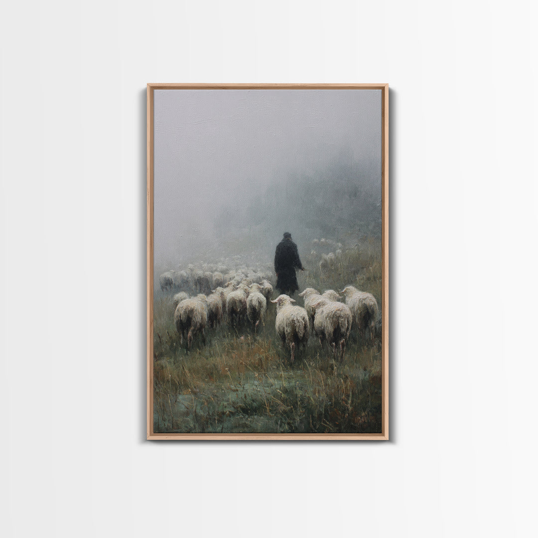 Still Pasture Calm, Framed Canvas Print, Christian Art Work, Large Christian Art, Jesus Painting, Christian Art Canvas, Christian Gift Idea