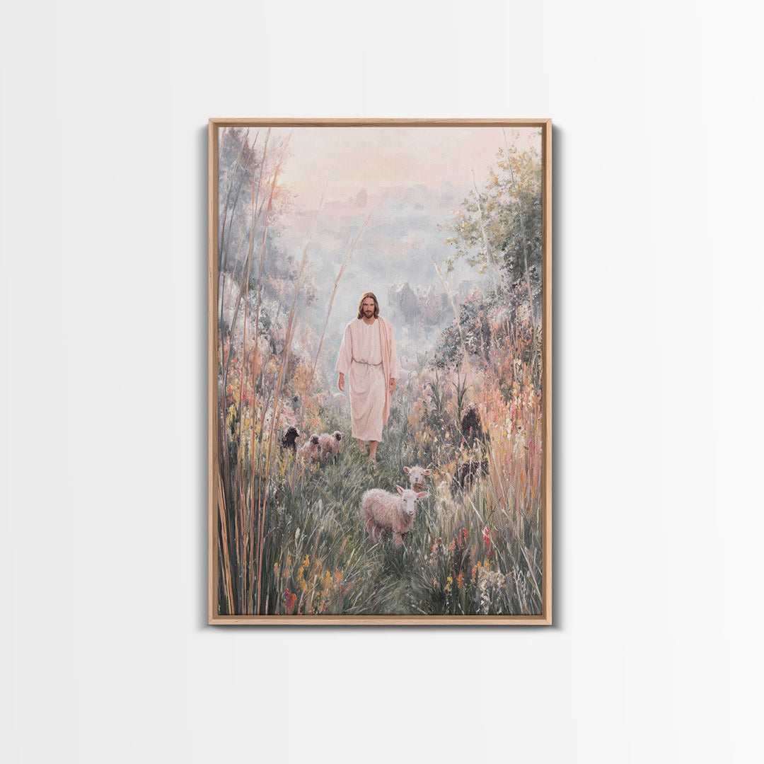 Dawn Shepherd Light, Framed Canvas Print, Christian Art Print, Jesus Art Print, Christian Wall Art, Unique Christian Art, Christian Christm