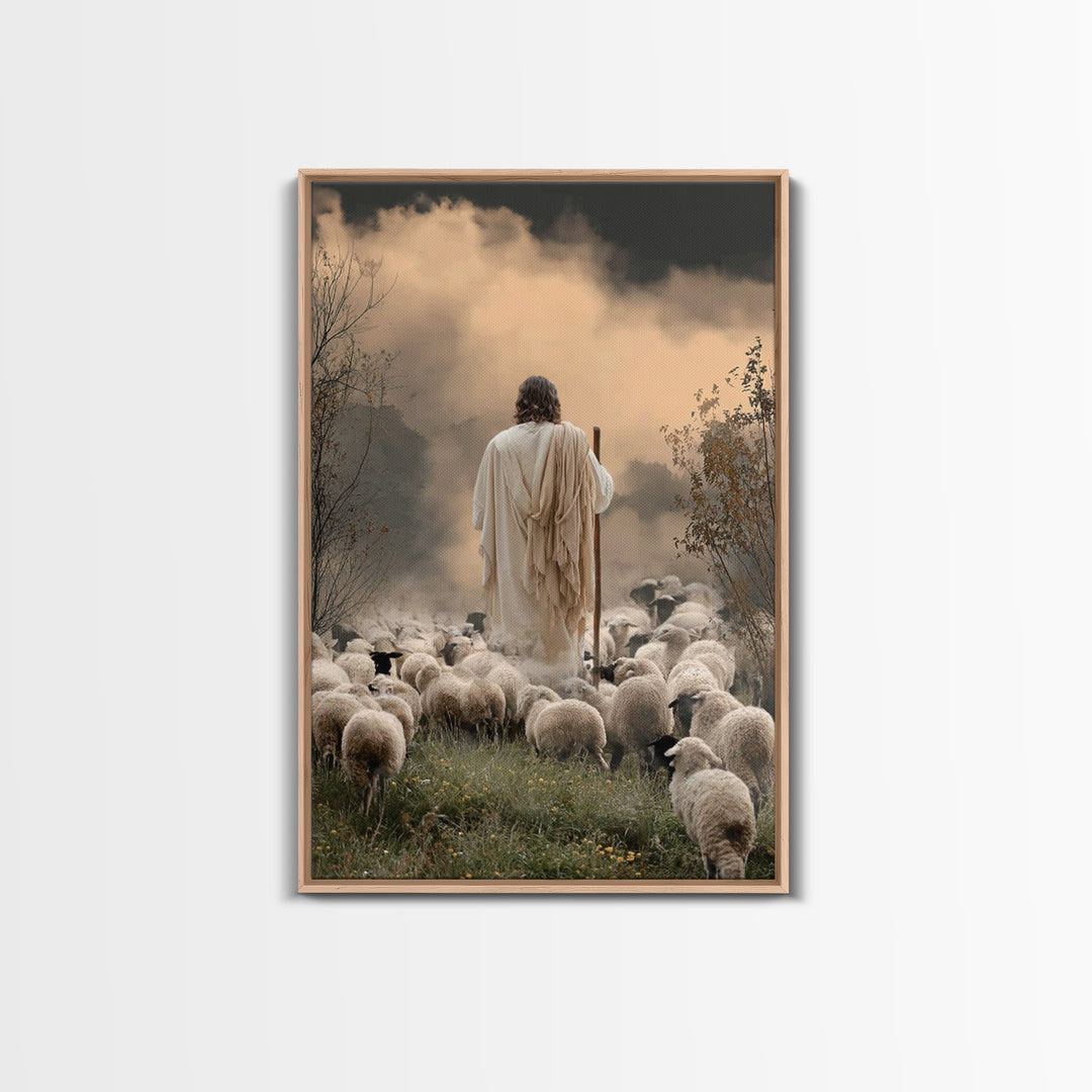 Shepherd Of Morning – Framed Canvas Print – Christian Decor For Home – Christian Art Canvas – Jesus Painting – Christian Wall Art – Christm