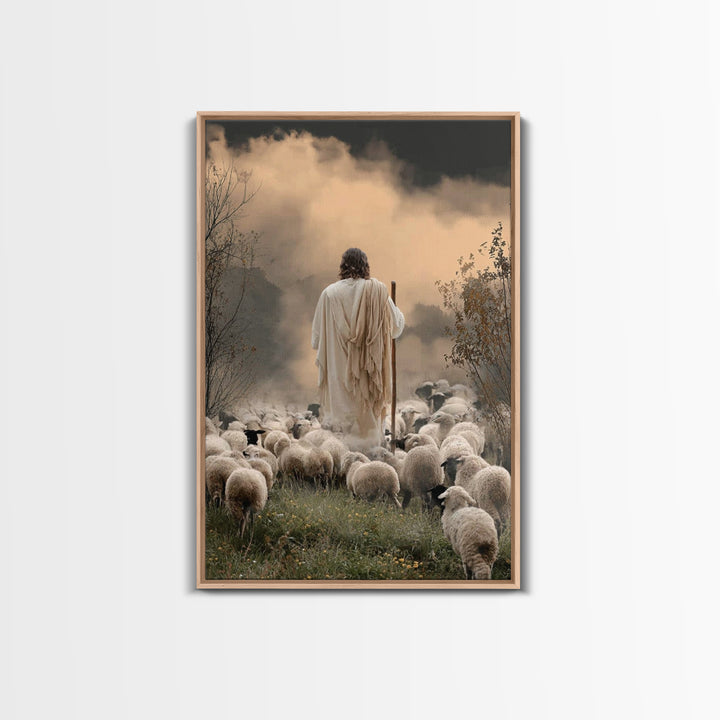 Shepherd Of Morning – Framed Canvas Print – Christian Decor For Home – Christian Art Canvas – Jesus Painting – Christian Wall Art – Christm
