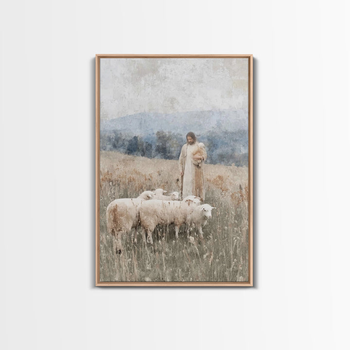 Shepherds Of Peace – Framed Canvas Print – Christian Wall Art – Jesus Painting – Christian Decor – Pastoral Scenery – Christian Art Canvas