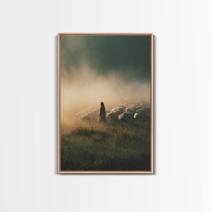 Dawn Of Guidance – Framed Canvas Print – Christian Wall Art – Large Jesus Painting – Christian Art Canvas – Christian Christmas Art – Chris