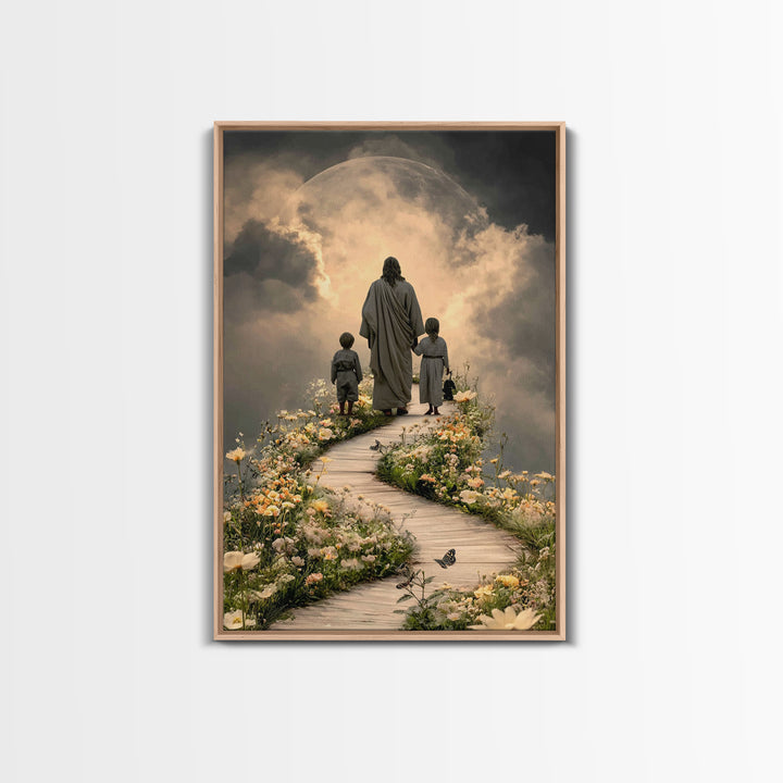 Pathway Of Light | Framed Canvas Print | Christian Wall Art | Jesus Painting | Christian Christmas Art | Christian Art Canvas | Christian D