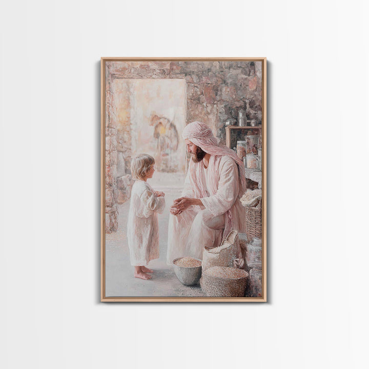 Gentle Provision – Framed Canvas Print – Christian Wall Art – Jesus Painting – Christian Art Canvas – Rustic Christian Art – Christian Deco