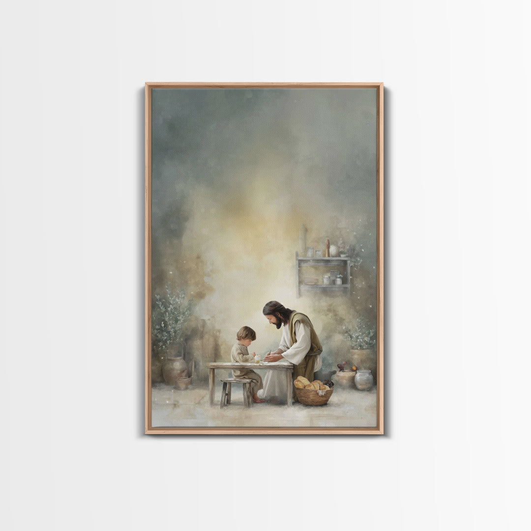 Sacred Learning – Framed Canvas Print – Christian Wall Art – Christian Art Canvas – Jesus Painting – Minimalist Christian Art – Christian G