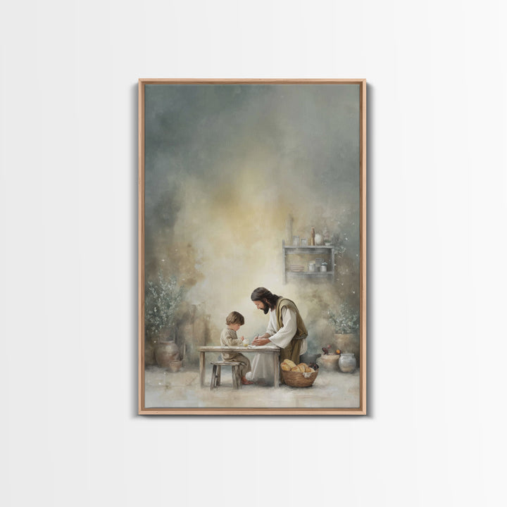 Sacred Learning – Framed Canvas Print – Christian Wall Art – Christian Art Canvas – Jesus Painting – Minimalist Christian Art – Christian G
