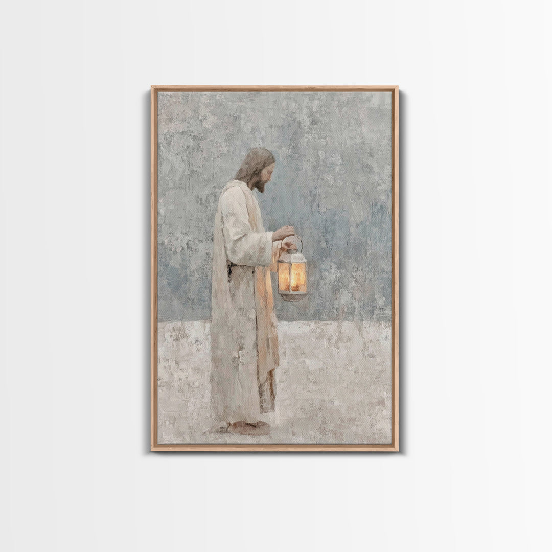 Soft Dawn Light – Framed Canvas Print – Christian Wall Art – Christian Art Canvas – Jesus Painting – Minimalist Christian Art – Christian D