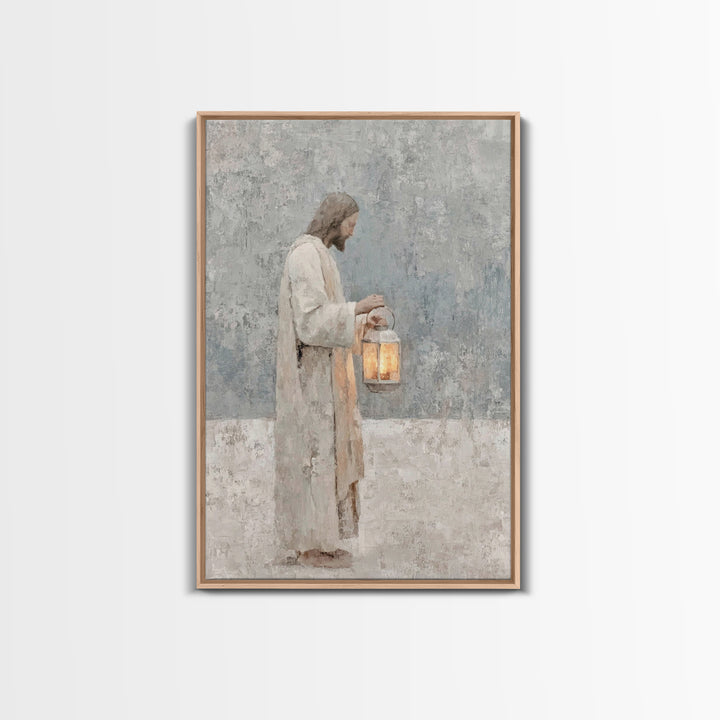 Soft Dawn Light – Framed Canvas Print – Christian Wall Art – Christian Art Canvas – Jesus Painting – Minimalist Christian Art – Christian D
