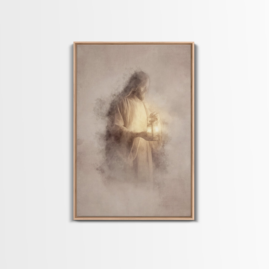 Heavenly Glow – Framed Canvas Print – Christian Wall Art – Jesus Painting – Christian Art Canvas – Subtle Christian Art – Christian Home De