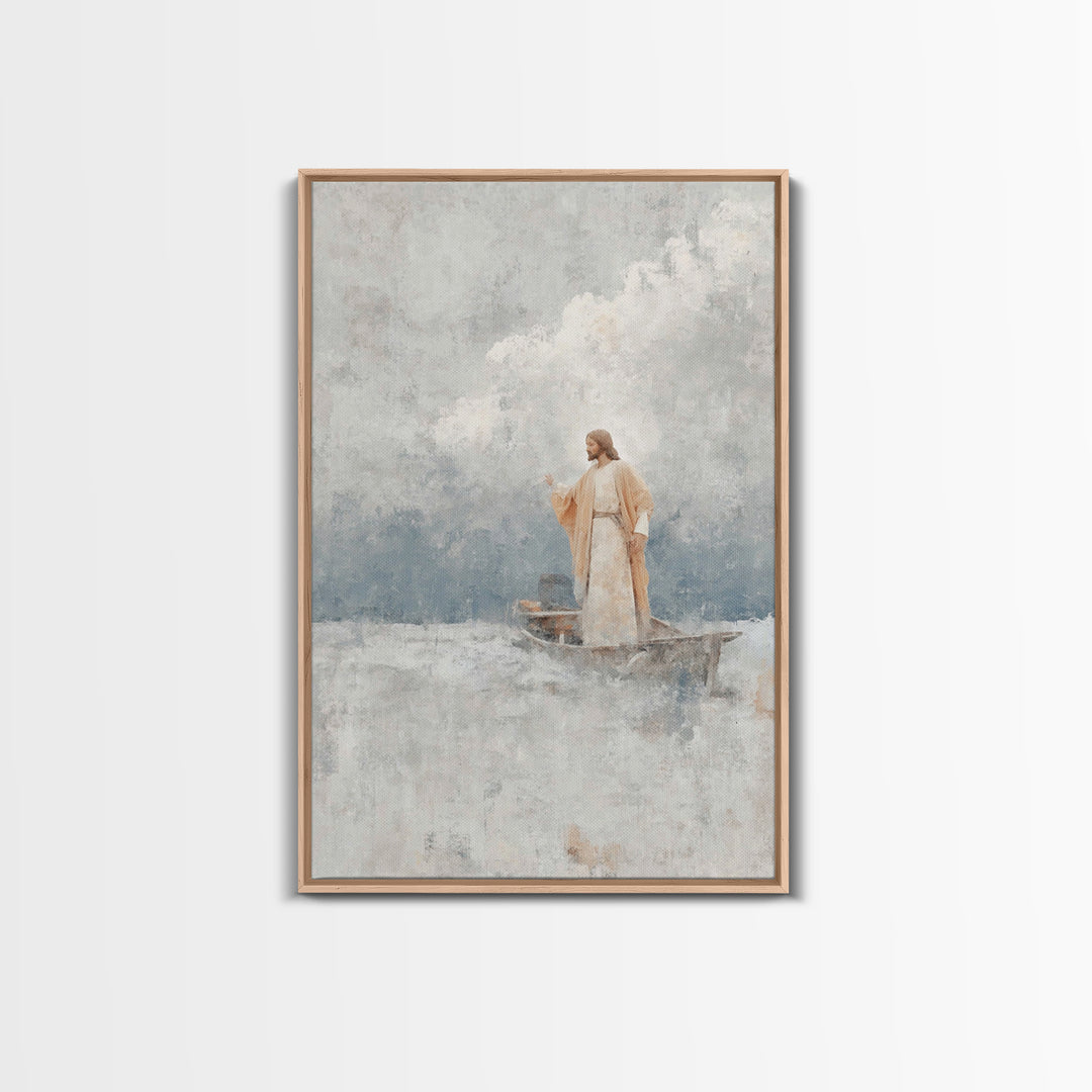 Master Of Seas – Framed Canvas Print – Christian Wall Art – Christian Art Canvas – Jesus Painting – Large Christian Art – Christian Decorat
