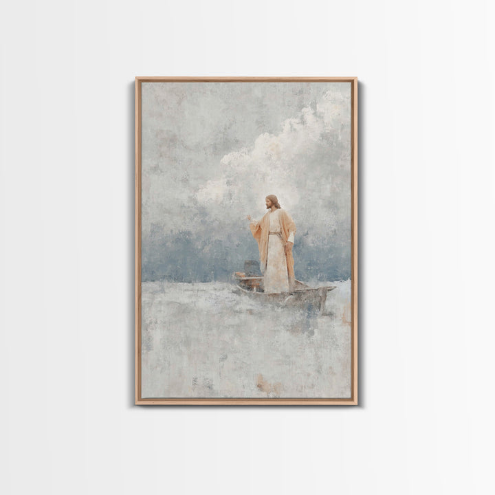 Master Of Seas – Framed Canvas Print – Christian Wall Art – Christian Art Canvas – Jesus Painting – Large Christian Art – Christian Decorat