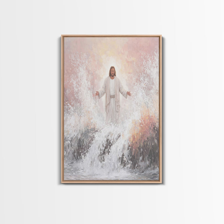 Waves Of Grace – Framed Canvas Print – Christian Wall Art – Jesus Painting – Christian Art Canvas – Christian Christmas Art – Modern Christ