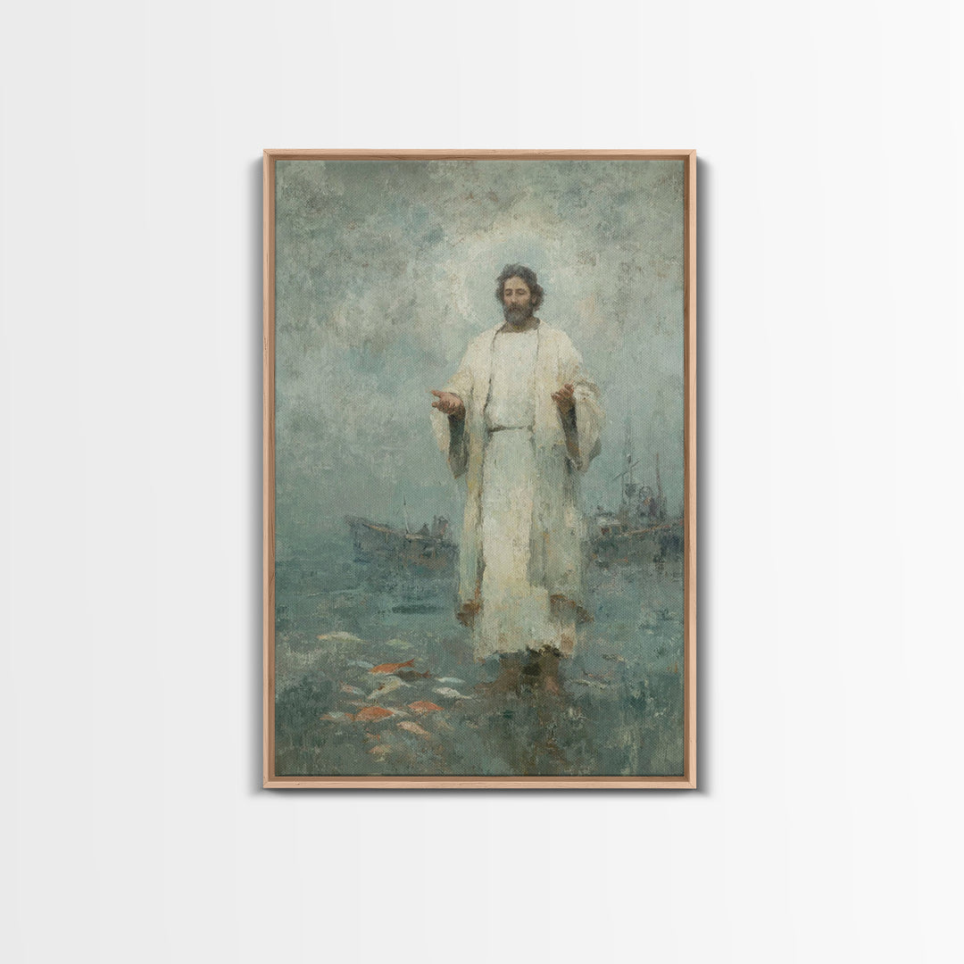 Divine Calling – Framed Canvas Print – Christian Wall Art – Christian Art Canvas – Jesus Painting – Vintage Christian Art – Christian Art W