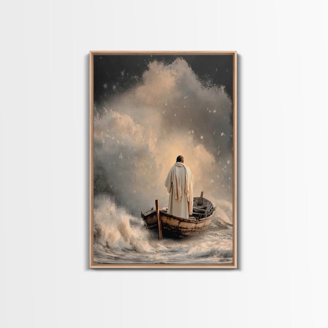 Stormfront Messiah – Framed Canvas Print – Christian Wall Art – Jesus Painting – Modern Christian Art – Christian Decor – Christmas Art