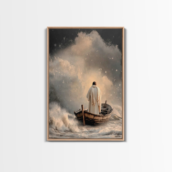 Stormfront Messiah – Framed Canvas Print – Christian Wall Art – Jesus Painting – Modern Christian Art – Christian Decor – Christmas Art