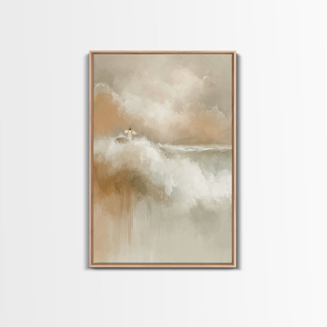 Divine Stillness, Framed Canvas Print, Christian Art Print, Jesus Canvas Art, Subtle Christian Art, Christian Wall Art, Christmas Art Print