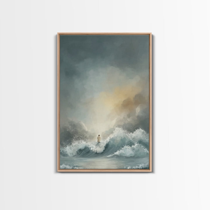 Silent Redeemer | Framed Canvas Print | Christian Wall Art | Jesus Christmas Art | Christian Art Work | Modern Christian Painting | Christi