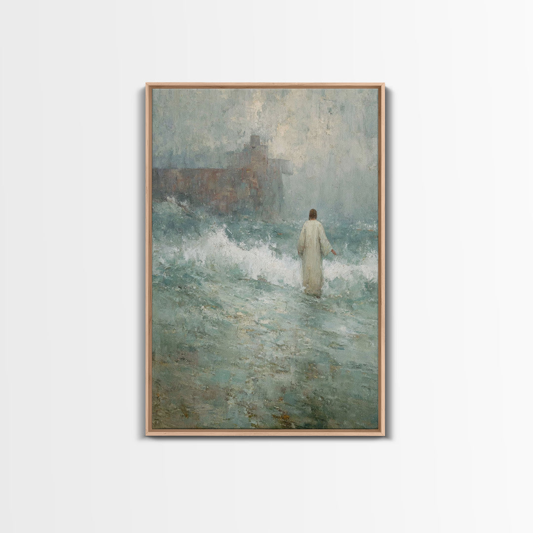 Heavenly Calm, Framed Canvas Print, Christian Decorations, Jesus Painting Canvas, Moody Christian Art, Large Christian Art, Christmas Art F