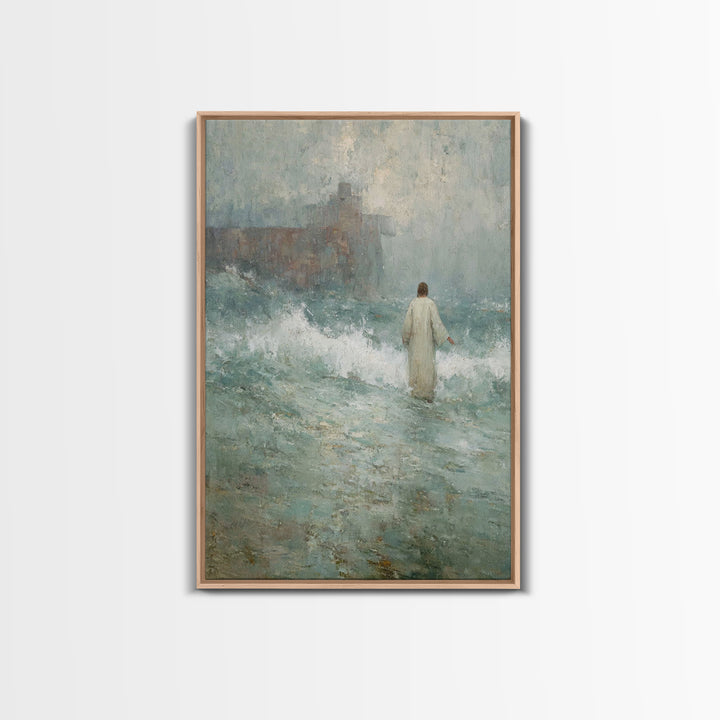 Heavenly Calm, Framed Canvas Print, Christian Decorations, Jesus Painting Canvas, Moody Christian Art, Large Christian Art, Christmas Art F