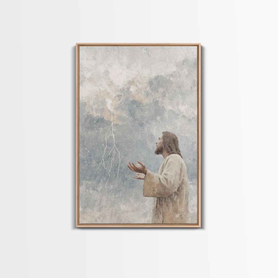 Stormward Prayer – Framed Canvas Print – Christian Decor – Jesus Painting Canvas – Christian Art Work – Modern Christian Art – Christmas Ar