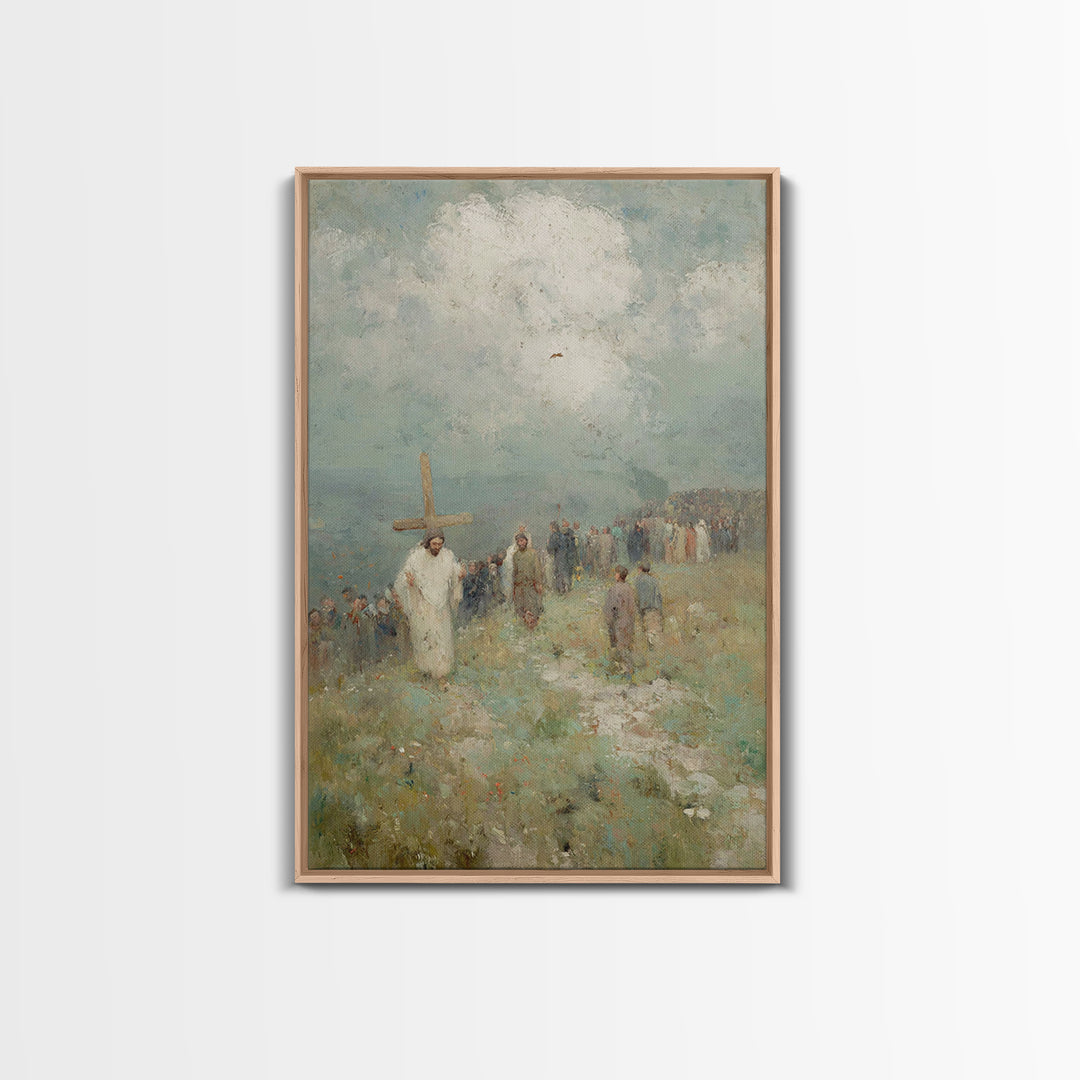 Hilltop Covenant – Framed Canvas Print – Christian Art Gift – Jesus Painting – Christian Art Canvas – Modern Christian Painting – Christmas