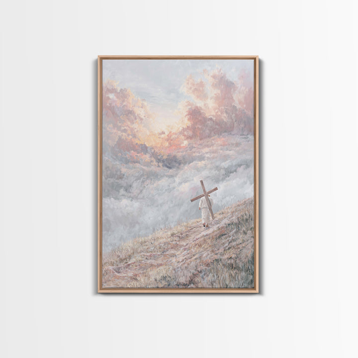 Ascent Of Faith | Framed Canvas Print | Christian Christmas Art | Jesus Painting Canvas | Christian Art Work | Moody Christian Art | Christ