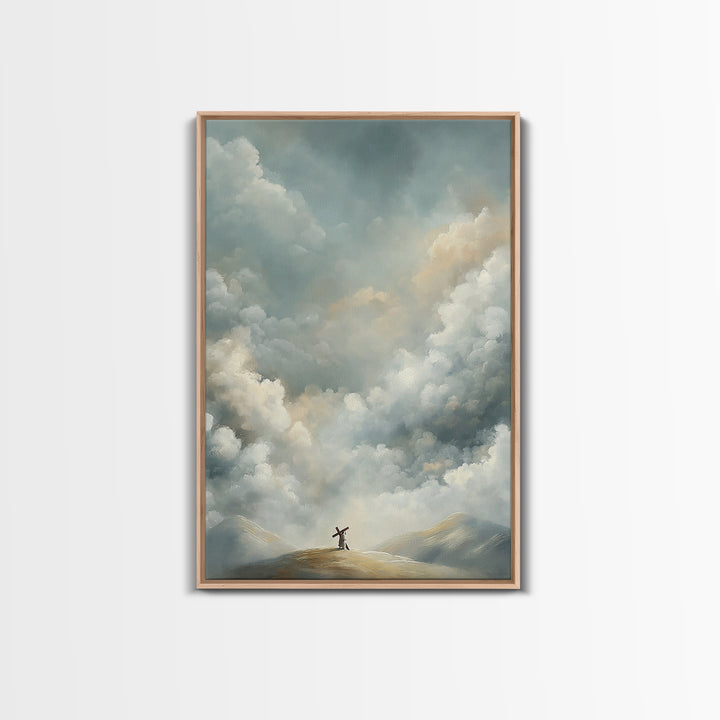 Clouds of Promise | Framed Canvas Print | Christian Art Canvas | Christian Wall Art | Jesus Painting | Modern Christian Art | Christian Dec