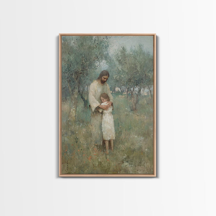 The Loving Shelter | Framed Canvas Print | Jesus Painting | Christian Wall Art | Christian Art Print | Modern Christian Art | Christian Gif