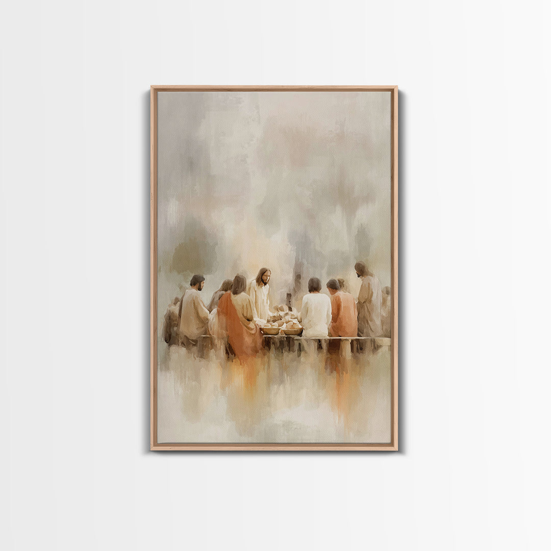 Sacred Supper Light – Framed Canvas Print – Christian Art Print – Jesus Canvas Art – Christian Wall Art – Large Christian Painting – Christ