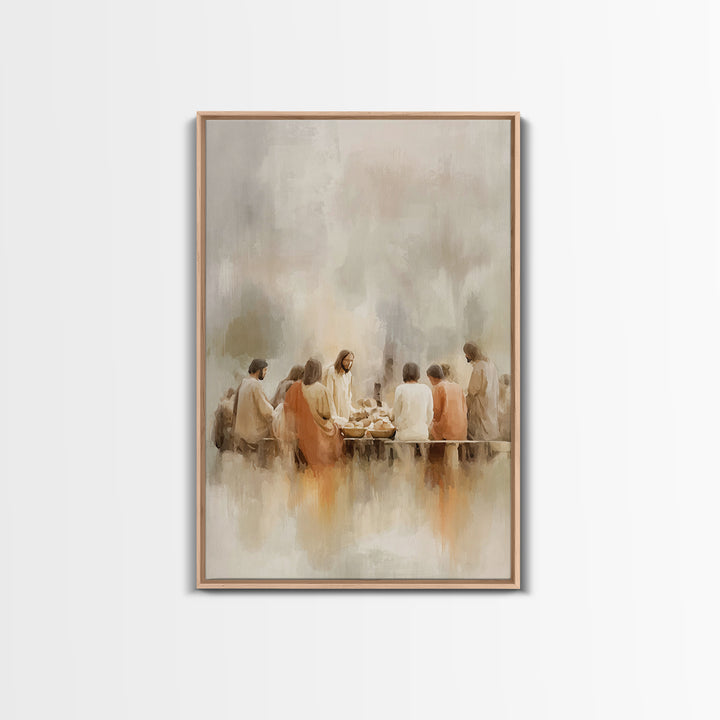 Sacred Supper Light – Framed Canvas Print – Christian Art Print – Jesus Canvas Art – Christian Wall Art – Large Christian Painting – Christ