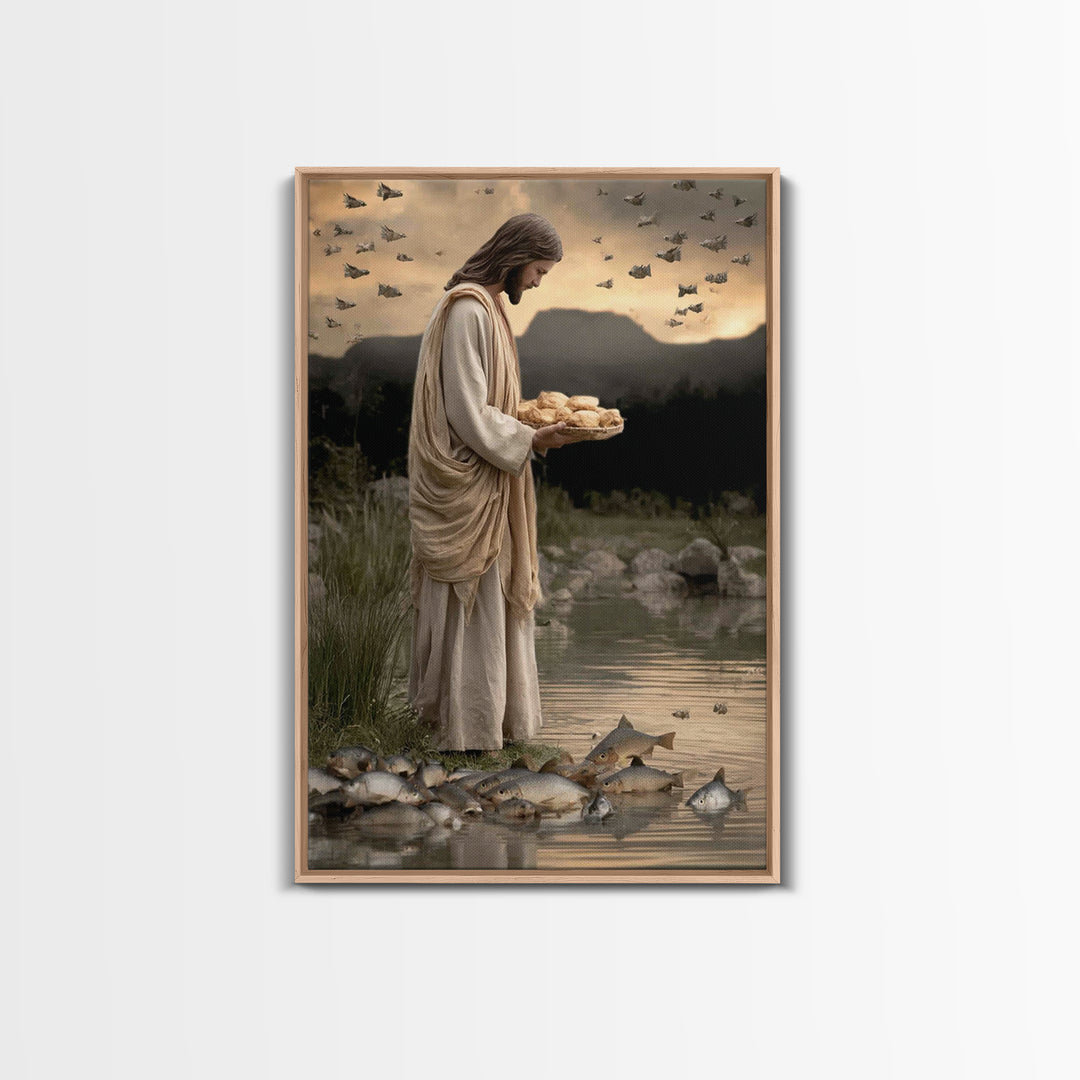 Miracle of Provision | Framed Canvas Print | Jesus Art Canvas | Christian Painting | Christian Wall Art | Modern Christian Painting | Chris
