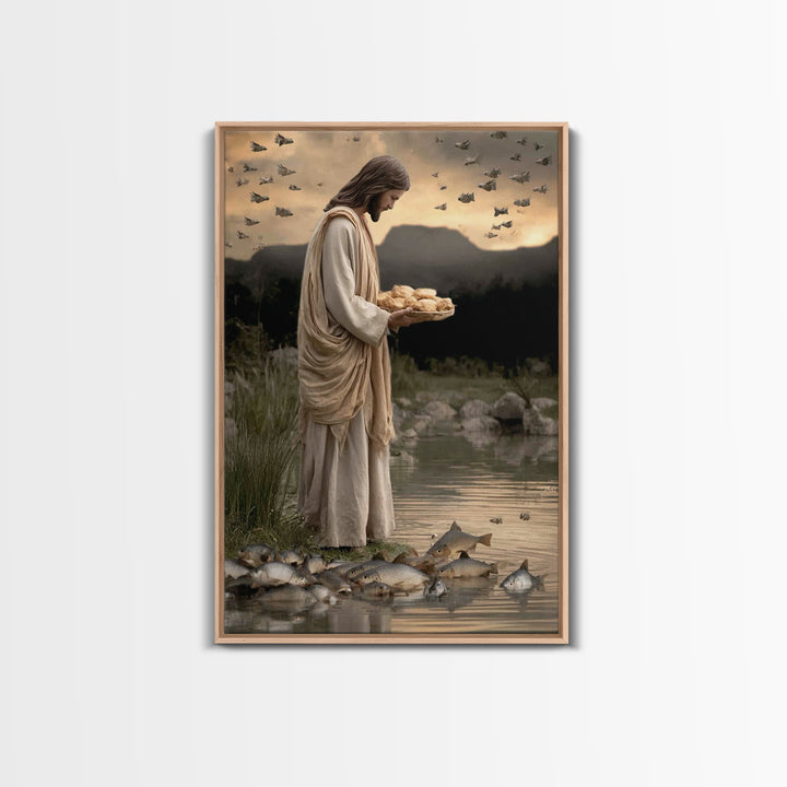 Miracle of Provision | Framed Canvas Print | Jesus Art Canvas | Christian Painting | Christian Wall Art | Modern Christian Painting | Chris