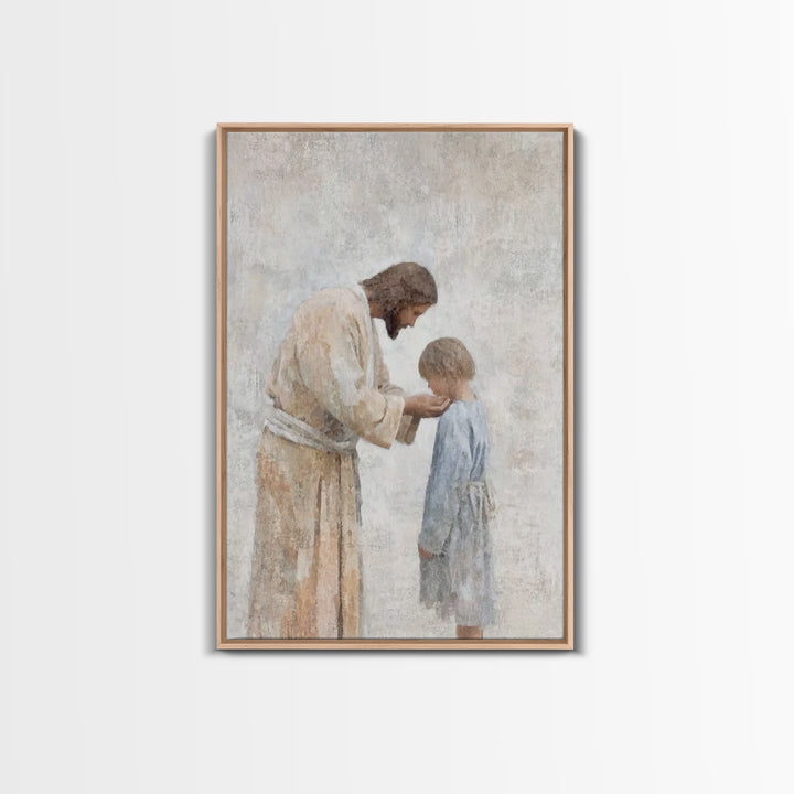 Child of Mercy – Framed Canvas Print – Christian Art Canvas – Christian Wall Art – Jesus Art Print – Subtle Christian Art – Christian Decor