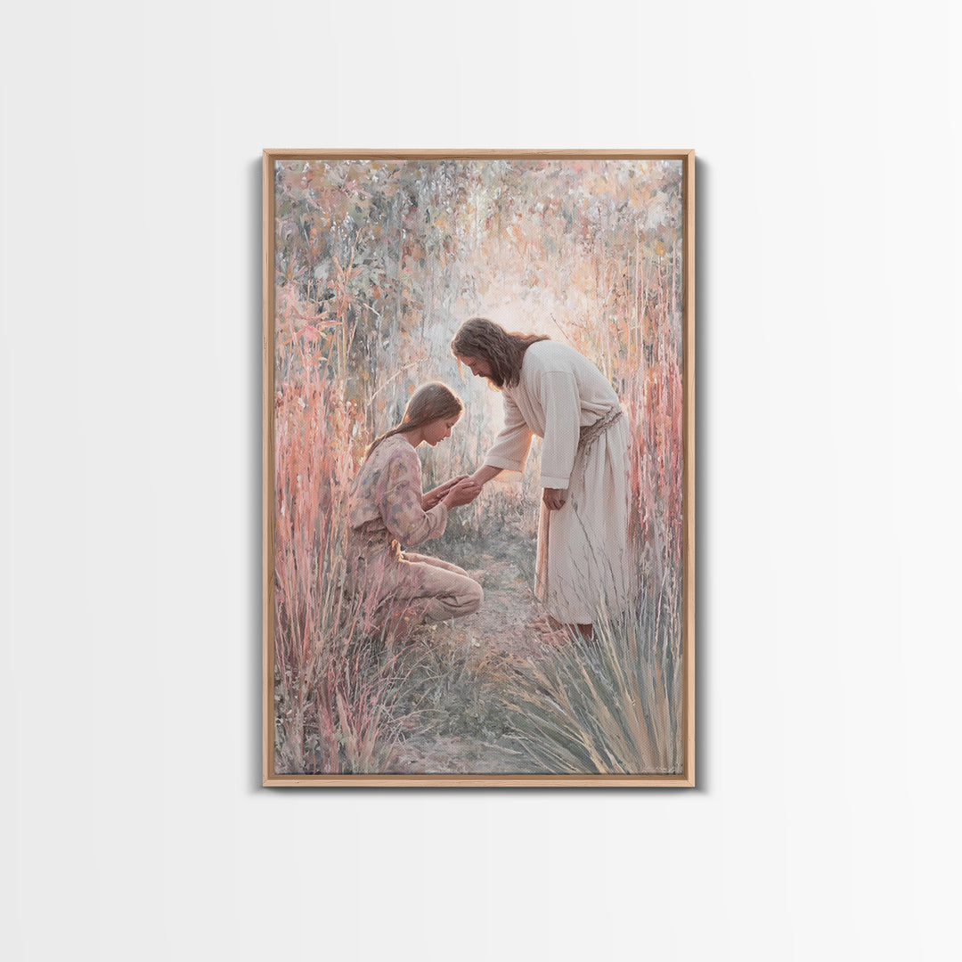 Path of Healing, Framed Canvas Print, Christian Art Canvas, Jesus Painting, Christian Wall Art, Christian Art Print, Modern Christian Art
